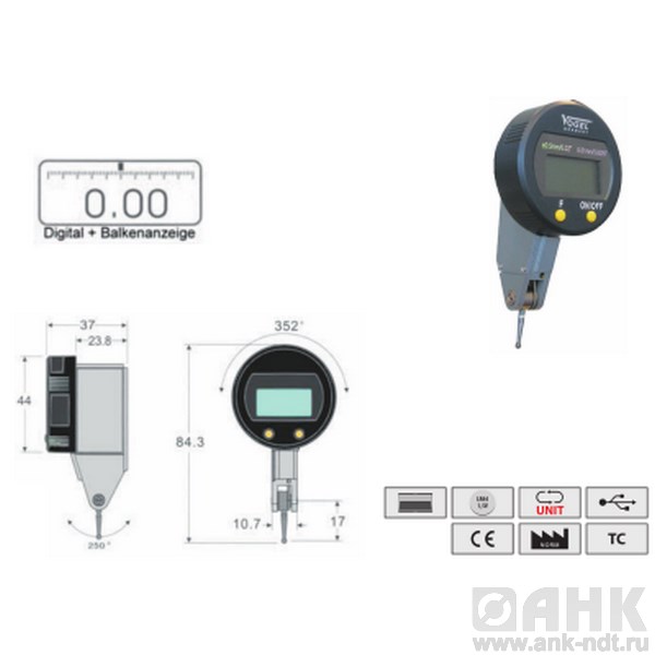 Цифровые индикаторы Vogel рычажные с выводом USB